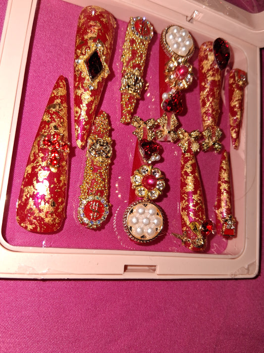 COCOMONEY NAILS CUSTOM 1 OF 1 GLUE ON PRESS ON COMES WITH FREE GIFTS #o11