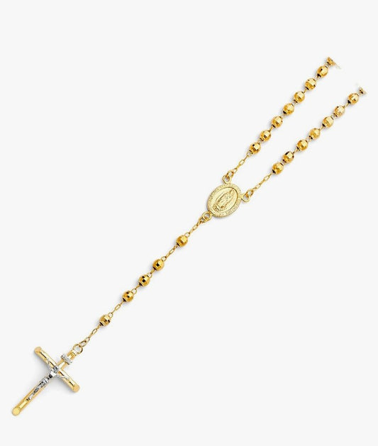 COCOMONEY 14k Yellow Gold 4mm Rosario/Rosary Necklace - 20"