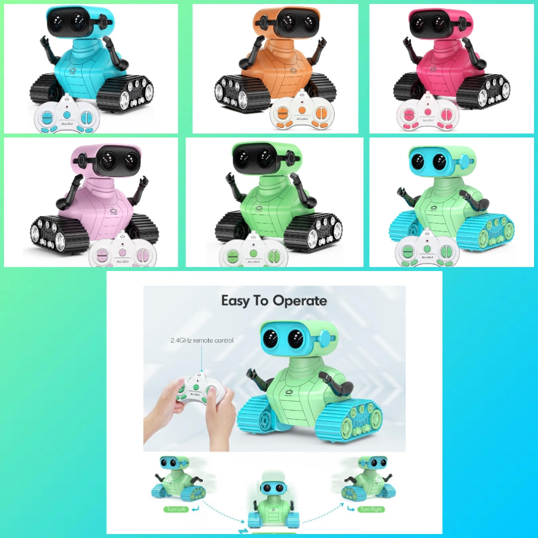 Robot Toy, Rechargeable RC Robot for Kids, Remote Control Toy with Music and LED Eyes, Gift for Children Age 3 Years and Up