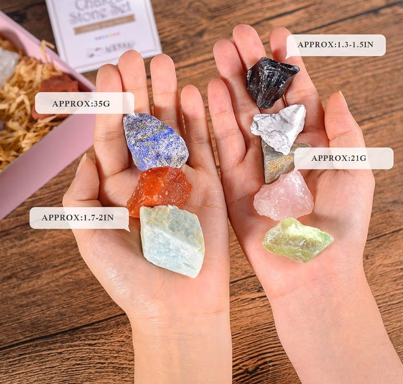 17Pcs Crystals and Healing Stones, 14Pcs Real Raw Chakra Stones Set, Selenite Charging Plate, Amethyst Necklace, Rose Quartz, Mothers Day Gifts, Gift Box, Guide for Beginners, Collection, Meditation, Yoga