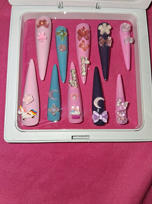 COCOMONEY NAILS CUSTOM 1 OF 1 GLUE ON PRESS ON COMES WITH FREE GIFTS #p56