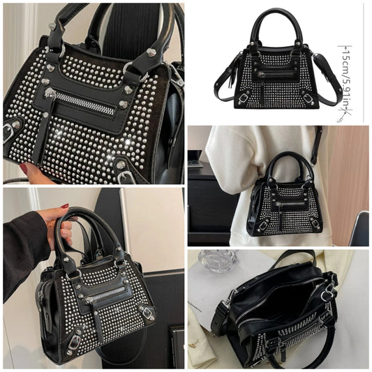 1pc Fashionable COCOMONEY Style Rhinestone Large Capacity Handbag, Suitable For Daily Commute,