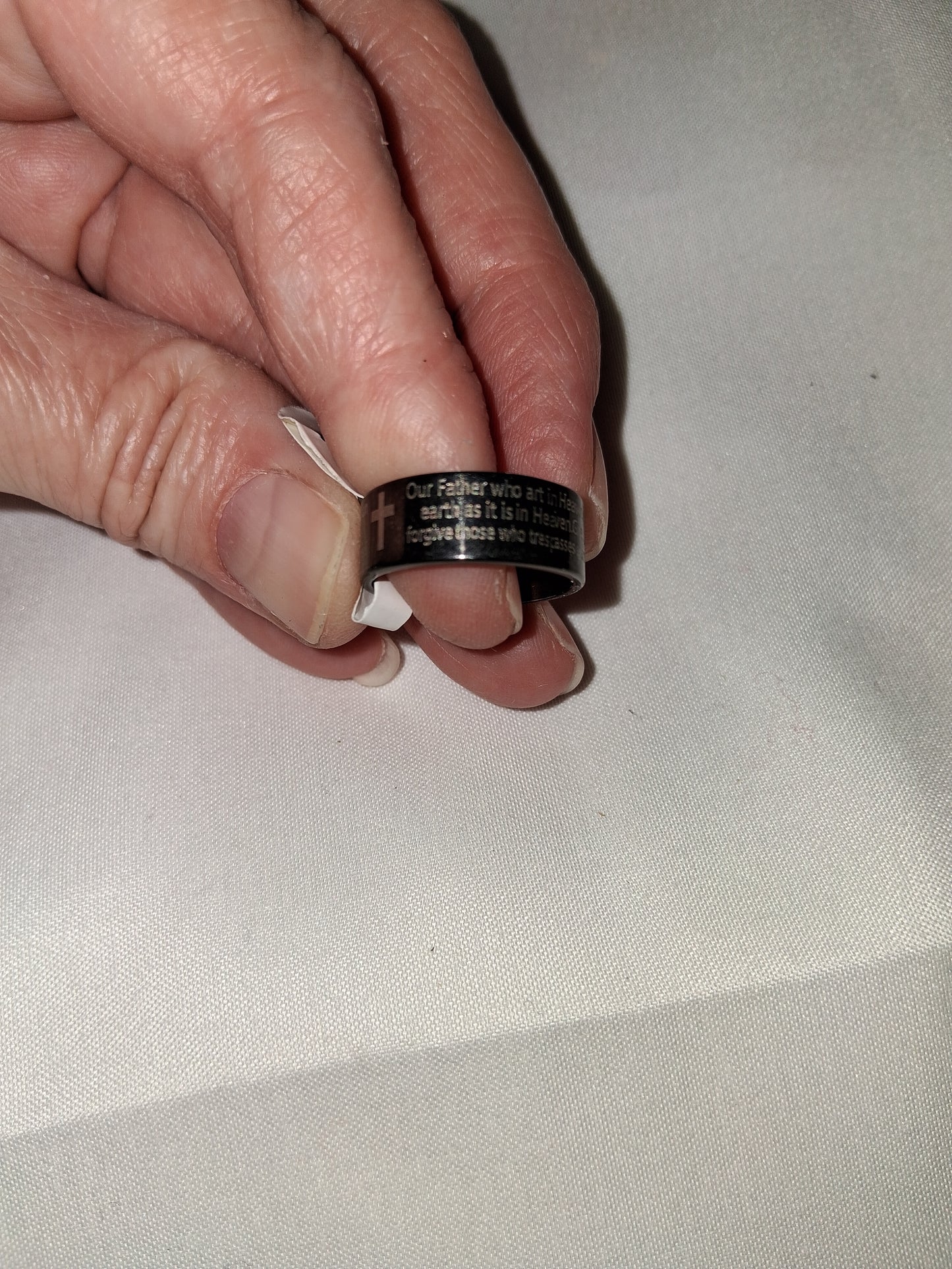 Mens stainless steel ring size 7 lords prayer