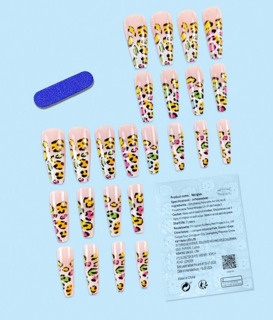 Leopard Nails acrylic glue on press on