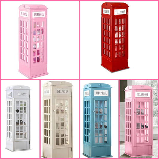 Telephone Booth Cabinet Wood Bookcase 5-Tier Telephone Booth Bookshelf Small Floor Standing Storage Rack, for Home Office, Living Room, Study, Bed Room different color options