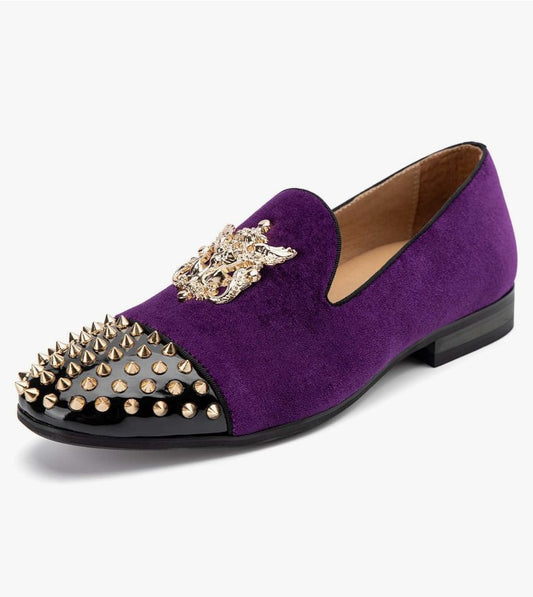Velvet Loafers Dress Shoes with Metal Embellishments Party Luxury Loafer Shoes