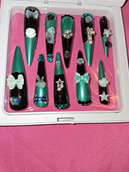 COCOMONEY NAILS CUSTOM 1 OF 1 GLUE ON PRESS ON COMES WITH FREE GIFTS #p20