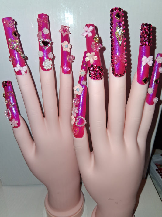 COCOMONEY NAILS CUSTOM 1 OF 1 GLUE ON PRESS ON COMES WITH FREE GIFTS #o72