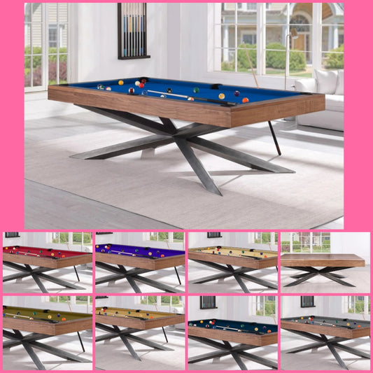 8' Slate Pool Table New Style with pool balls Included with wood top cover 1 free special cue ball from Cocomoney Included