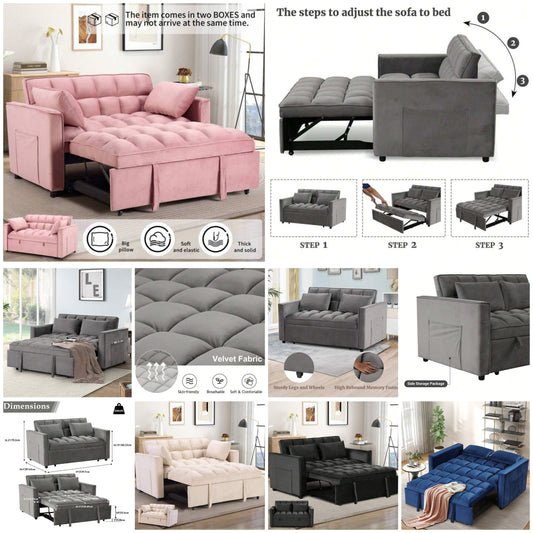 3-In-1 Multifunctional Modern Sofa Bed Comfortable Double Sofa With Pillows