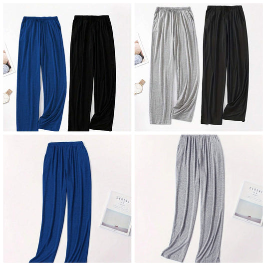 2pcs/Pack Men's Casual Lounge Pants, Simple Design Long Pants Suitable For Spring, Summer, Autumn, COCOMONEY
