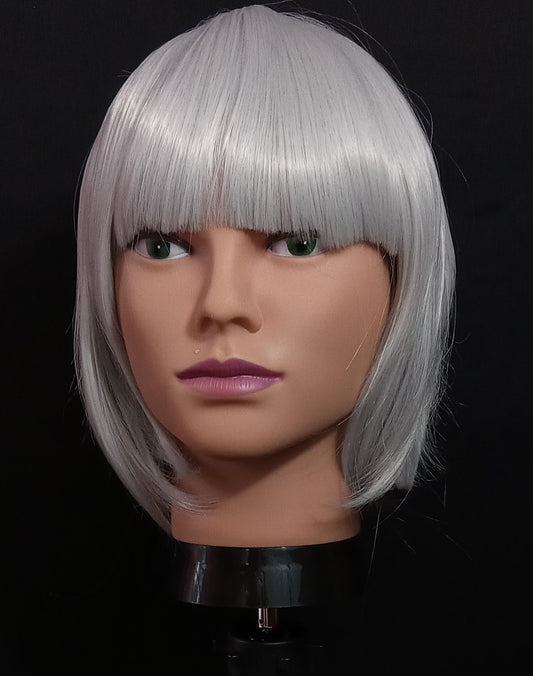 COCOMONEY WIG GREY WHITE TONES SYNTHETIC SHORT STRAIGHT