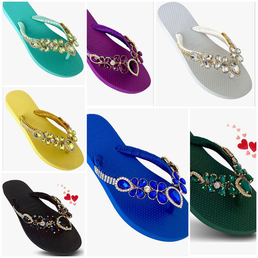 Glam Rhinestones Flip Flops For Women