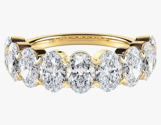 COCOMONEY IGI Certified 3 1/4 Carat Oval Shape Lab Grown Diamond Semi Eternity Wedding Band Ring for Women in 14k Gold (G-H, VS-SI, cttw) Anniversary Promise Stackable Band Ring Size 4 to 9 by Diamond Wish