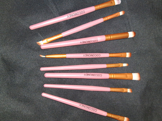COCOMONEY MAKEUP BRUSH SET 8PC pink with free gift 🎁