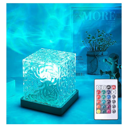 Ocean Wave Projector Light, 16-Color Luminorthe Cube Lamp & App Remote, 3D Holographic Water Ripple Romantic Ambient Lighting for Child's Room, Meditation Relaxation, Night Light