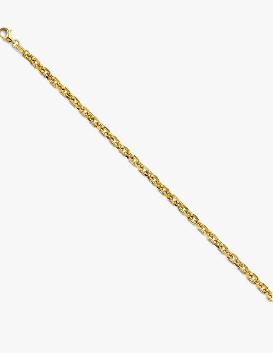 COCOMONEY 14k Yellow Gold 3mm Solid Diamond Cut Cable Chain Bracelet & Necklace