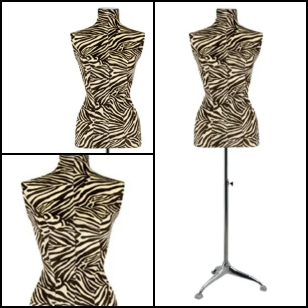 Fancy Sewing bust Woman Zebra
Enhance your window displays with this couture bust covered in zebra print fabric, perfect for adding an exotic, modern touch to your displays. This bust, with its bold, captivating design, is ideal for showcasing.