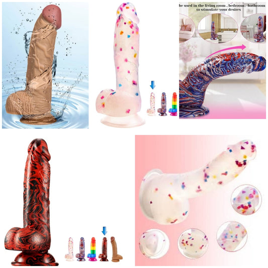 7.6 Inch Colorful Realistic Dildos, Human Safety Material,Medical Silicone, with Powerful Suction Cups, Suitable for Women/Men/Gay, Adult Toys for Women or Beginer (