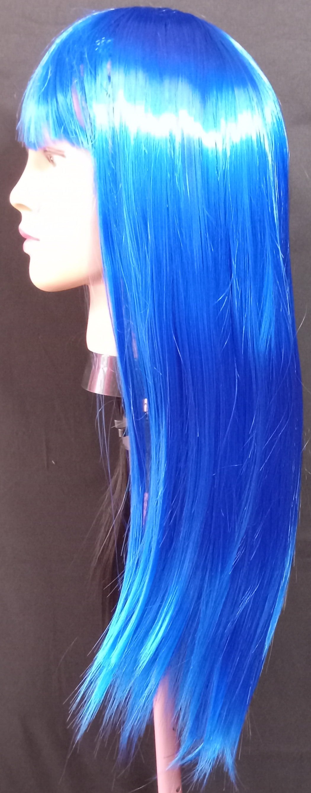 COCOMONEY WIG LONG BLUE AND BLACK WITH BANGS