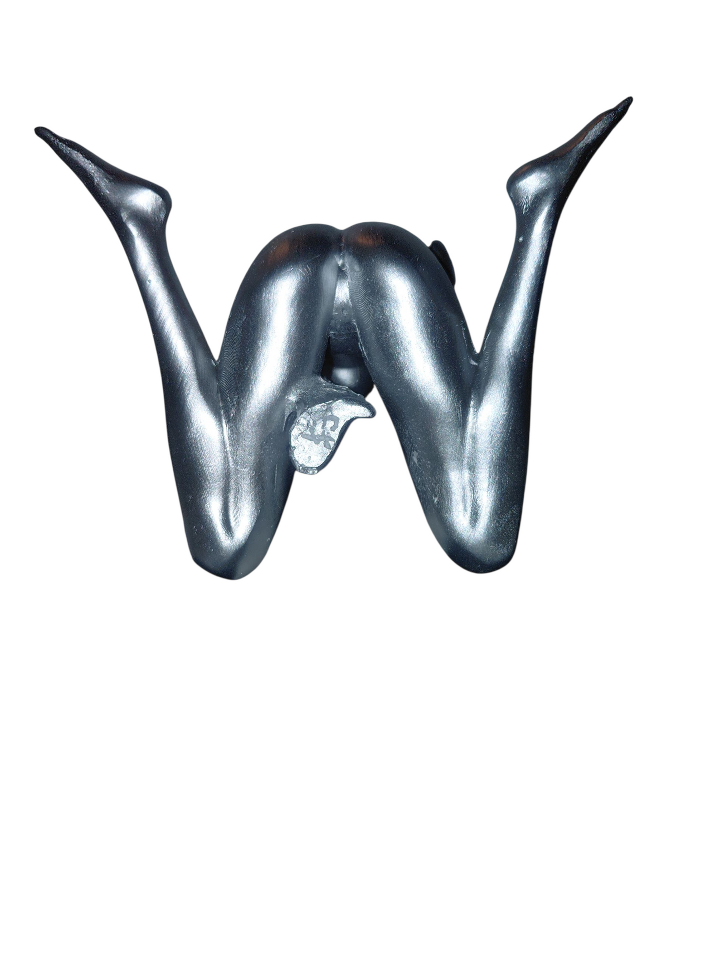 Nude Female Statue, Big Chest Busty Female Girl Statue, Kneeling Female Sculpture, Copper Body Girl, Silver Resin Crafts Decor, Sexy Body Sculpture Figurines, for Home Office Art Decoration, Silver