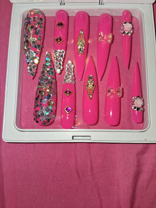 COCOMONEY NAILS CUSTOM 1 OF 1 GLUE ON PRESS ON COMES WITH FREE GIFTS #o6