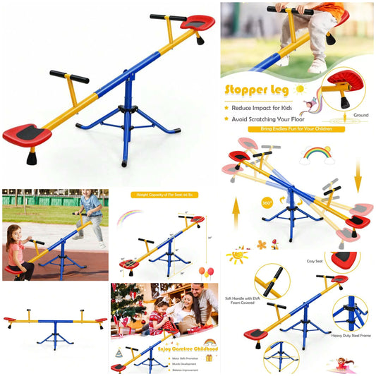 Kids Seesaw Swivel Teeter Totter Playground Equipment 360° Rotation plastic and metal