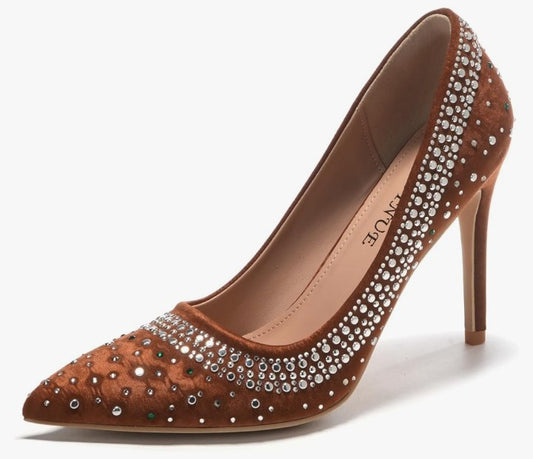 Women's Pumps Sexy Rhinestone High Heels 4 inch Pointed Closed Toe Stiletto Heel Evening Party Wedding Comfortable Dress Shoes