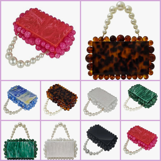 Marble C$ Acrylic Evening Handbag Marble Box Clutch Purse Women Beaded Party Prom Cocktail Bag COCOMONEY