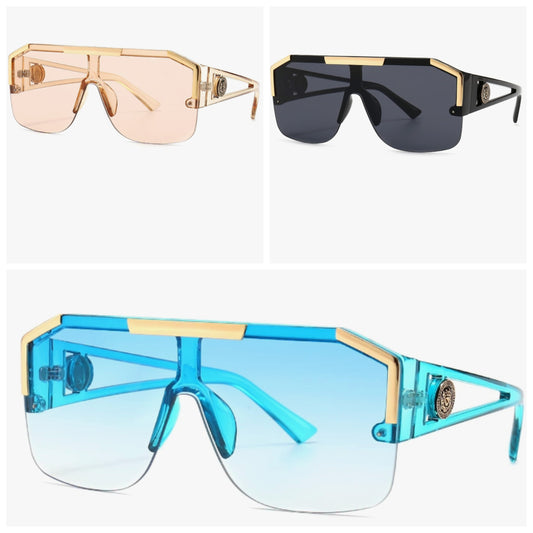 Square Oversized Sunglasses Flat Top Shield Sun Glasses for Men Women One Lens Square Shades