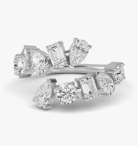 COCOMONEY 5 Carat (ctw) PLATINUM Round, Marquise, Emerald,Pear Cut LAB GROWN Diamond Stackable Ring (Color E-F Clarity VS2-SI1)