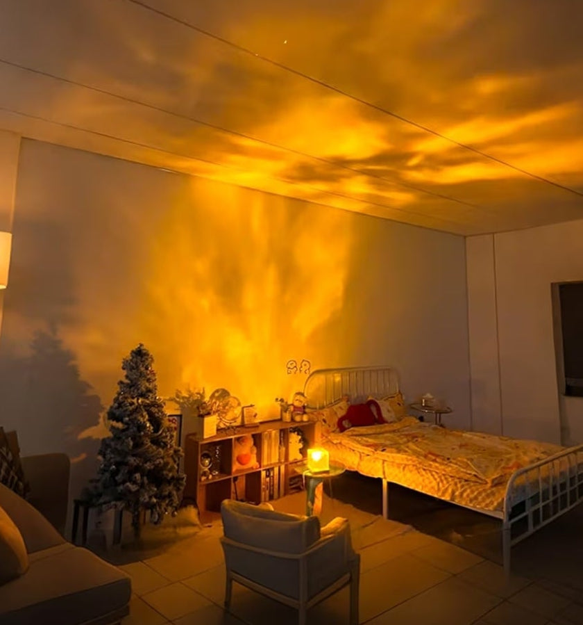 Ocean Wave Projector Light, 16-Color Luminorthe Cube Lamp & App Remote, 3D Holographic Water Ripple Romantic Ambient Lighting for Child's Room, Meditation Relaxation, Night Light