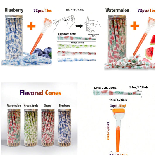 72pcs King Size Flavored Cone With 1pc Spice Cone Loader, DIY Cigarette Accessories, Rolled Cigarette Tubes, Tobacco Accessories, Paper Material