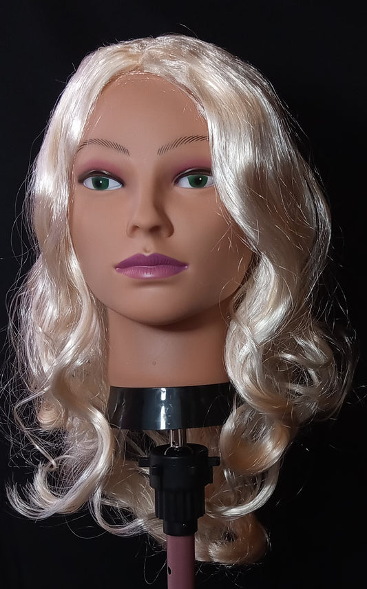 COCOMONEY WIG BLONDE CURLY WAVY SILKY LOOK SYNTHETIC BEAUTY