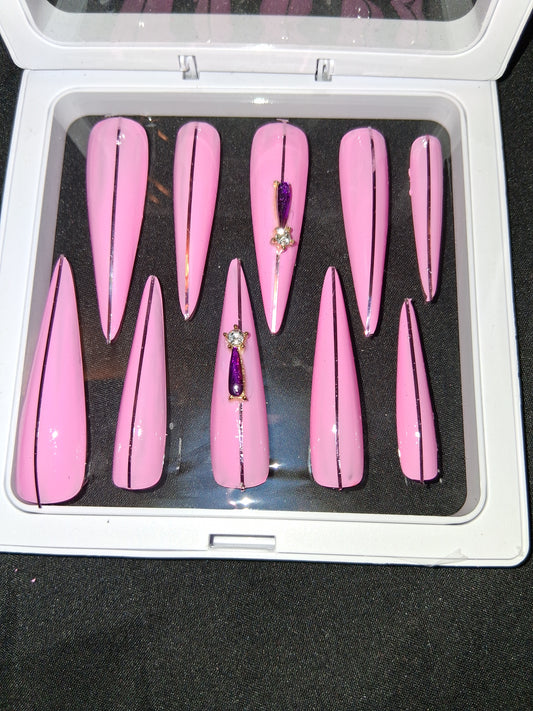 COCOMONEY NAILS CUSTOM 1 OF 1 GLUE ON PRESS ON COMES WITH FREE GIFTS #p44