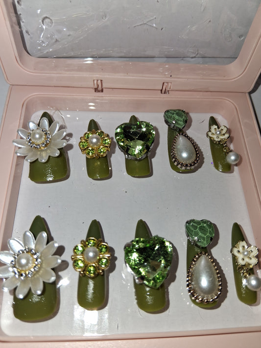 COCOMONEY NAILS CUSTOM 1 OF 1 GLUE ON PRESS ON COMES WITH FREE GIFTS #o61