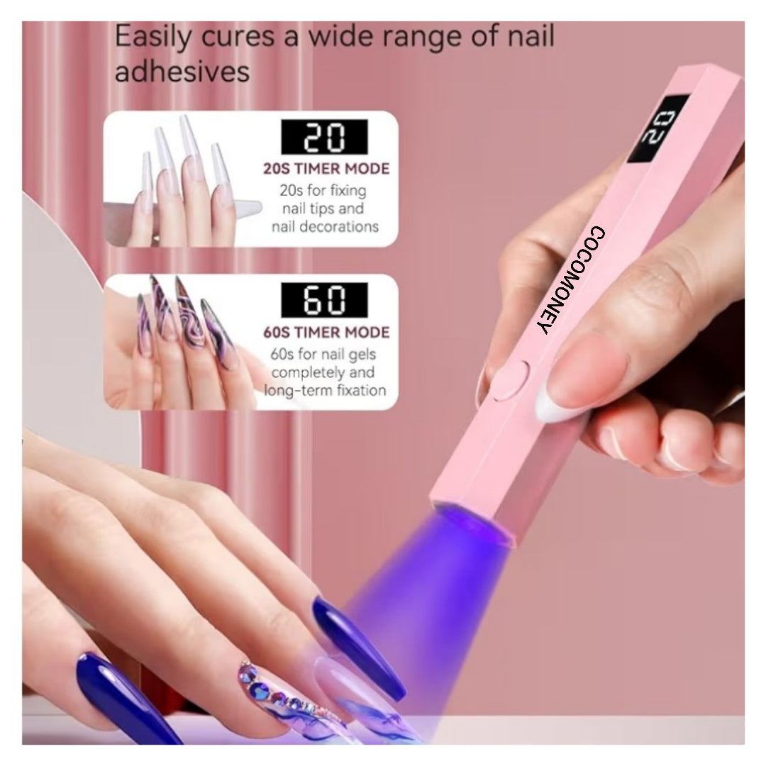 UV Nail Light Handheld UV Light for Nails 3W Portable Led Lamp with 2 Timer Settings 20/60s for Gel Polish Home DIY Salon Women(Pink)