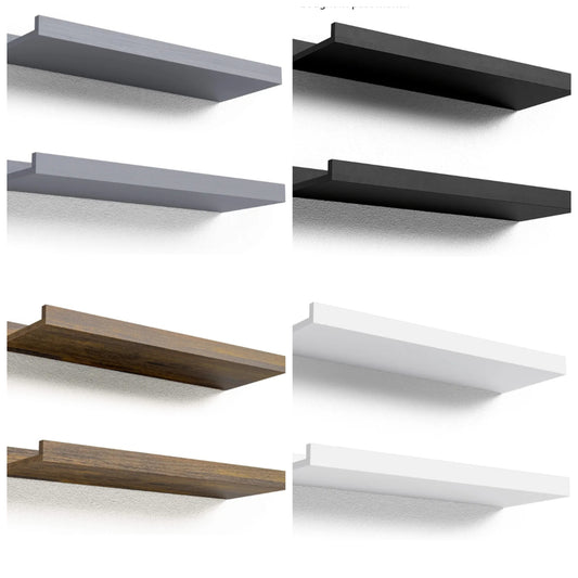 Floating Shelves Wall Mounted Set of 2, Modern Black Wall Shelves for Storage with Lip, Display Picture Ledge Shelf for Wall Decor Bedroom Living Room Bathroom Kitchen