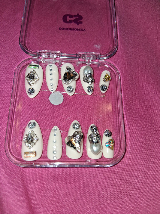 COCOMONEY NAILS CUSTOM 1 OF 1 GLUE ON PRESS ON COMES WITH FREE GIFTS #b77