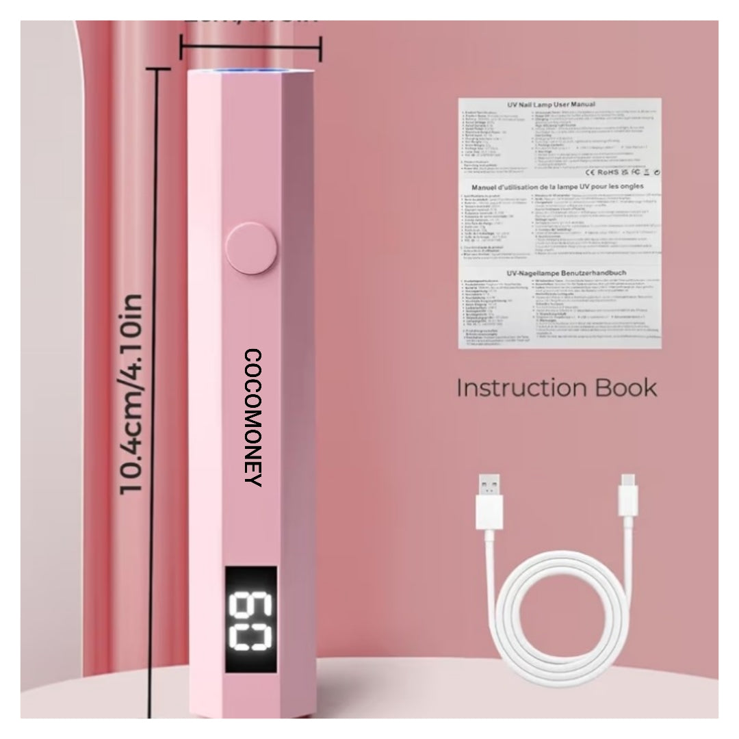 UV Nail Light Handheld UV Light for Nails 3W Portable Led Lamp with 2 Timer Settings 20/60s for Gel Polish Home DIY Salon Women(Pink)