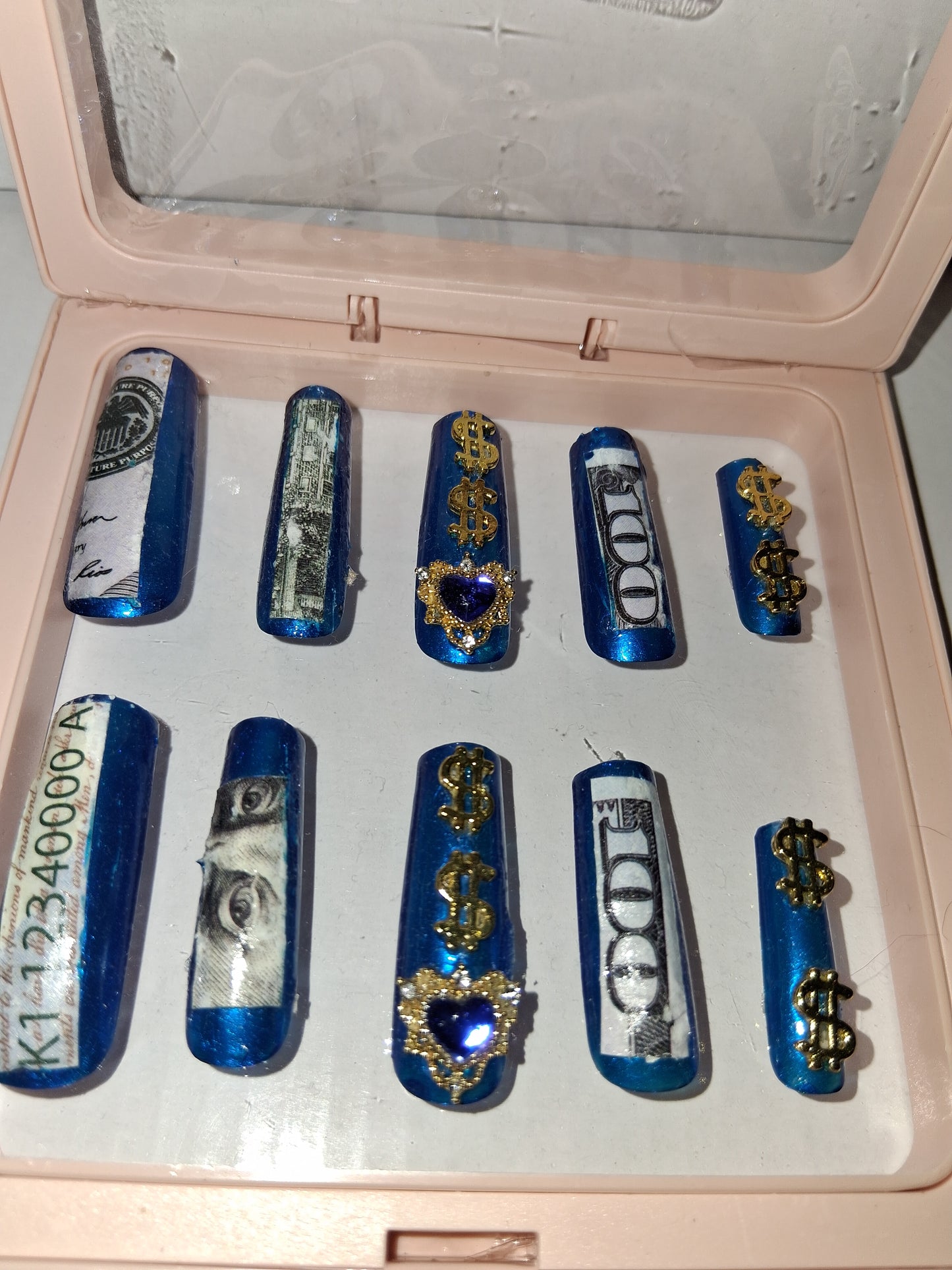 COCOMONEY NAILS CUSTOM 1 OF 1 GLUE ON PRESS ON COMES WITH FREE GIFTS #o48