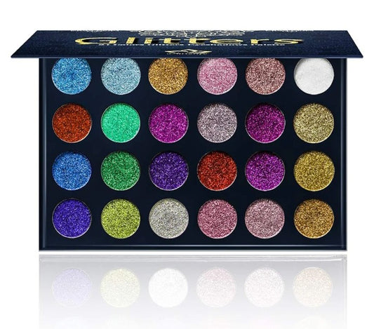 24 Color Pressed Glitter Eyeshadow Palette - Mineral Ultra Shimmer Makeup Palette Eye Shadow Powder Long Lasting Waterproof