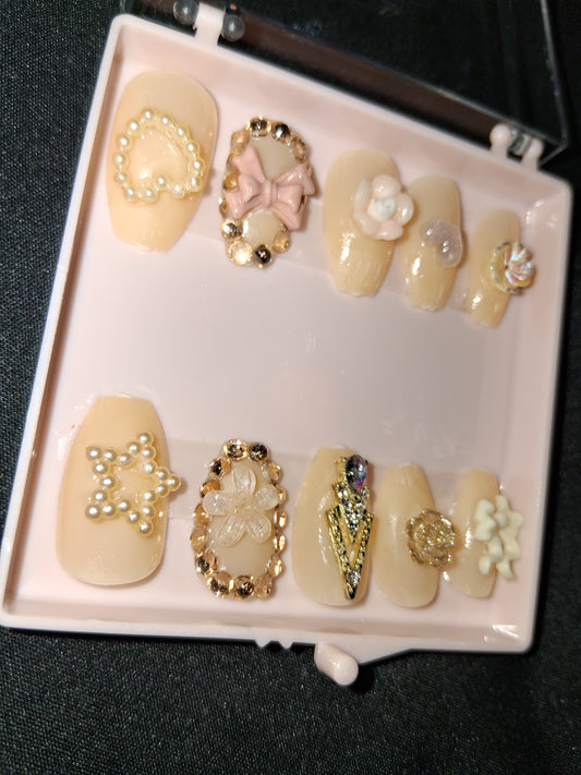 COCOMONEY NAILS CUSTOM ONE OF A KIND PIECES WITH NAIL BAG AND FREE GIFTS ACRYLIC