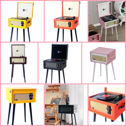 Bluetooth Record Player Stand with 3-Speed Turntable