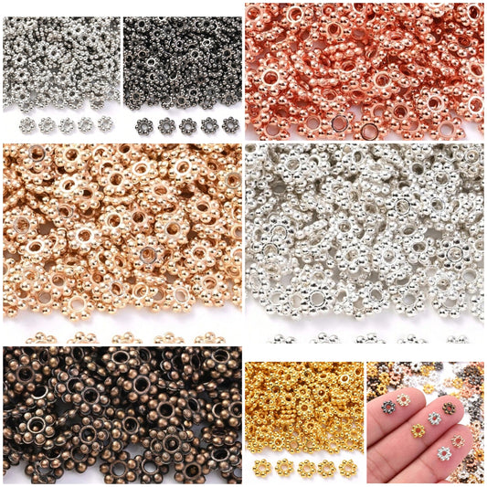 200pcs/Set 6mm Flower Spacer Bead Golden CCB Snowflake Loose Spacer Beads For Jewelry Making DIY Bracelet Supplies material pmma