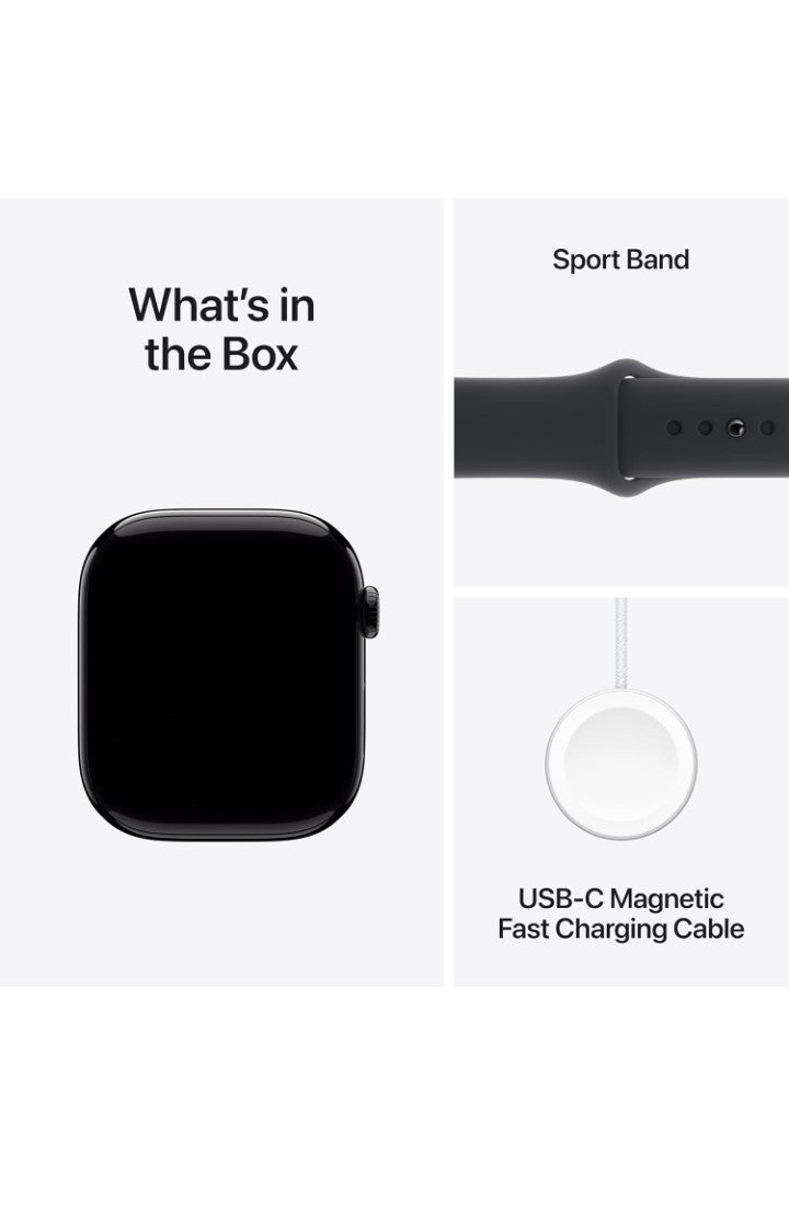 A Watch Series 10 [GPS 46mm case] Smartwatch with Jet Black Aluminium Case with Black Sport Band - M/L. Fitness Tracker, ECG App, Always-On Retina Display, Water Resistant