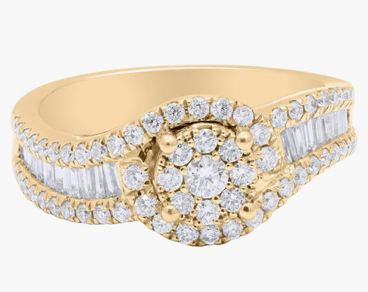 COCOMONEY Stunning 0.860Ctw Diamond 18K Gold Ring Women Natural Diamond Halo Vintage Ring April Birthstone Engagement Rings Mother's Day Jewelry Ring