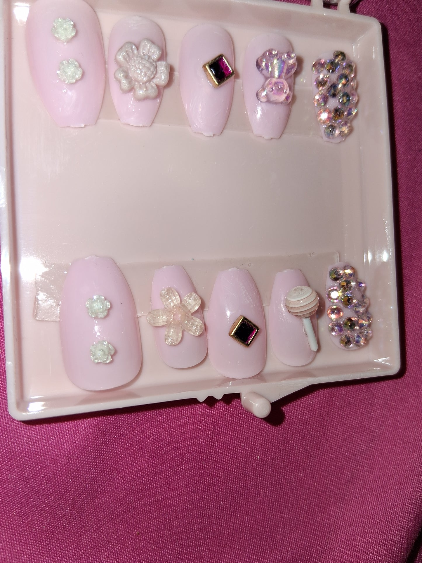 COCOMONEY NAILS CUSTOM 1 OF 1 GLUE ON PRESS ON COMES WITH FREE GIFTS #b55