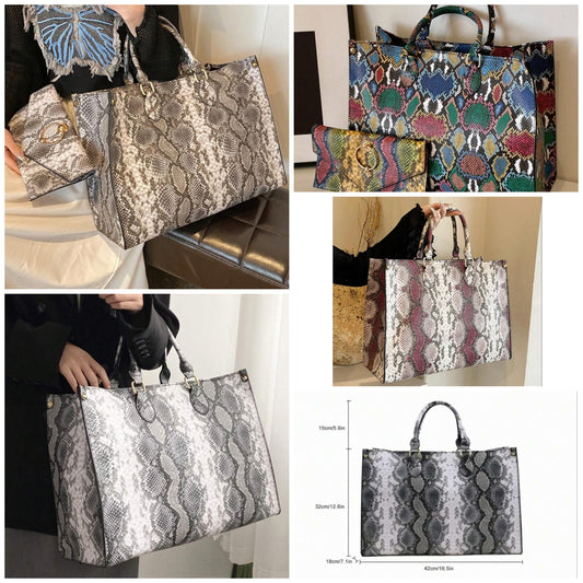 Fashion Snake Print Four Seasons Cocomoney Versatile Travel Shopping Bag Oversized Tote Tote Bag, Eye-Catching Work Bags For Women
