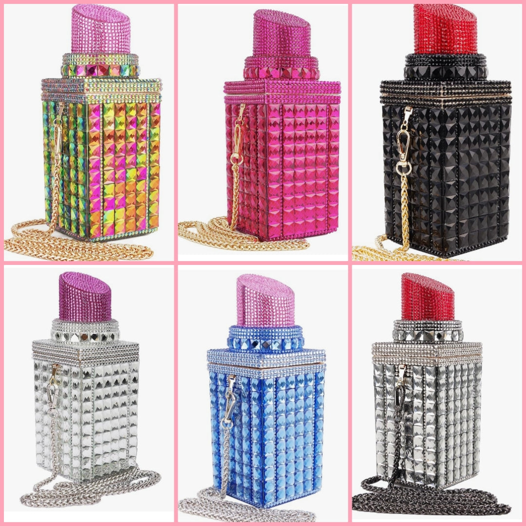Bling Lipstick Shape, Inlaid Rhinestone, Crystal, Glitter, Sparkly, Party, Club, Banquet COCOMONEY 8.4 x 3.1 x3.1 inch